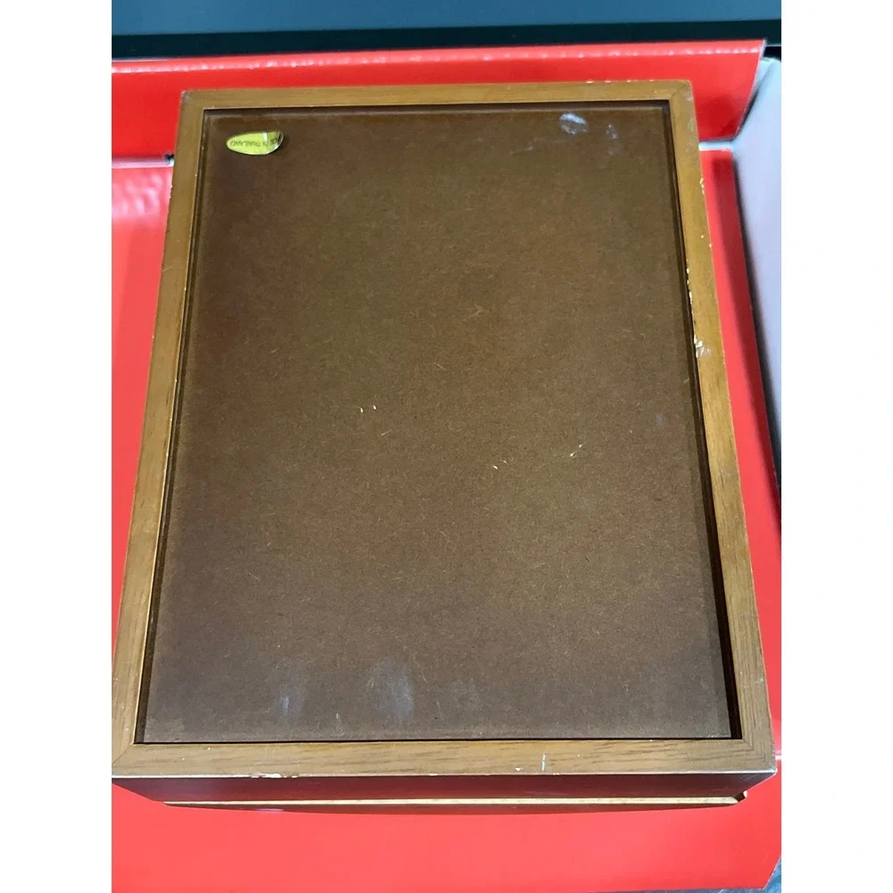 Wooden Collage Picture Frame Valet Box Curved Lid 3-Photo Storage Keepsake Case